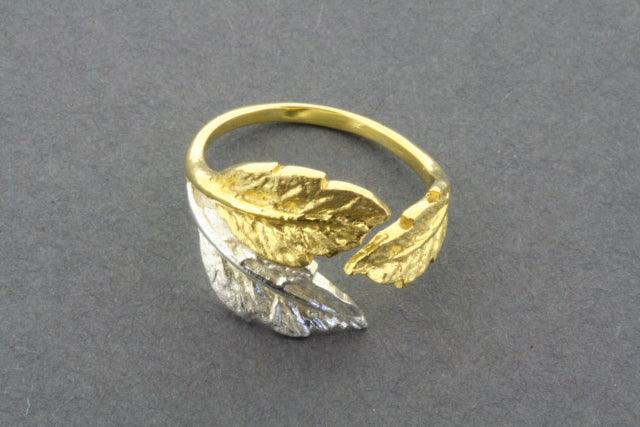 3 Leaf Ring - Silver & Gold Plated Adjustable Ring for Women - Perfect for Everyday Wear, Gifts & Special Occasions