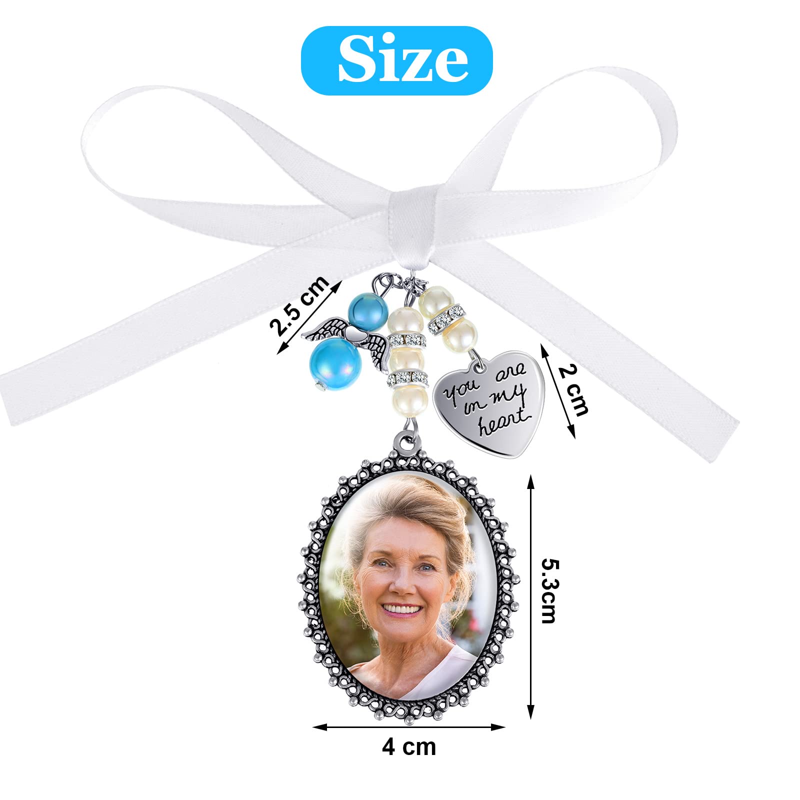 Hicarer Wedding Bouquet Photo Charms - Elegant Lacy Oval Bridal Keepsake for Memory Preservation | Perfect Bridal Party Gifts & Wedding Souvenirs | Ideal for Bouquet Decor, Photo Frames, and Anniversary Celebrations