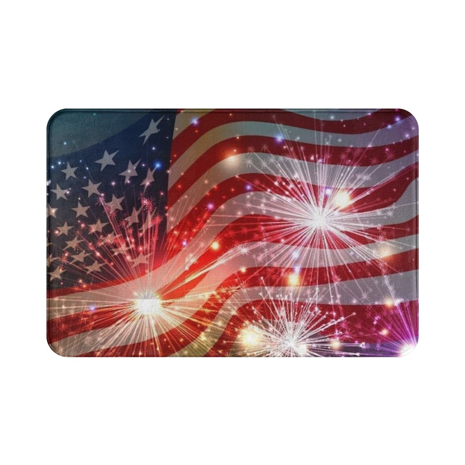 American Flag Bath Mat - Non-Slip Polyester Bathroom Rug for Indoor & Outdoor Use, 15.7 x 23.5 Inch - Perfect for Front Door, Patio, and Shower Decor