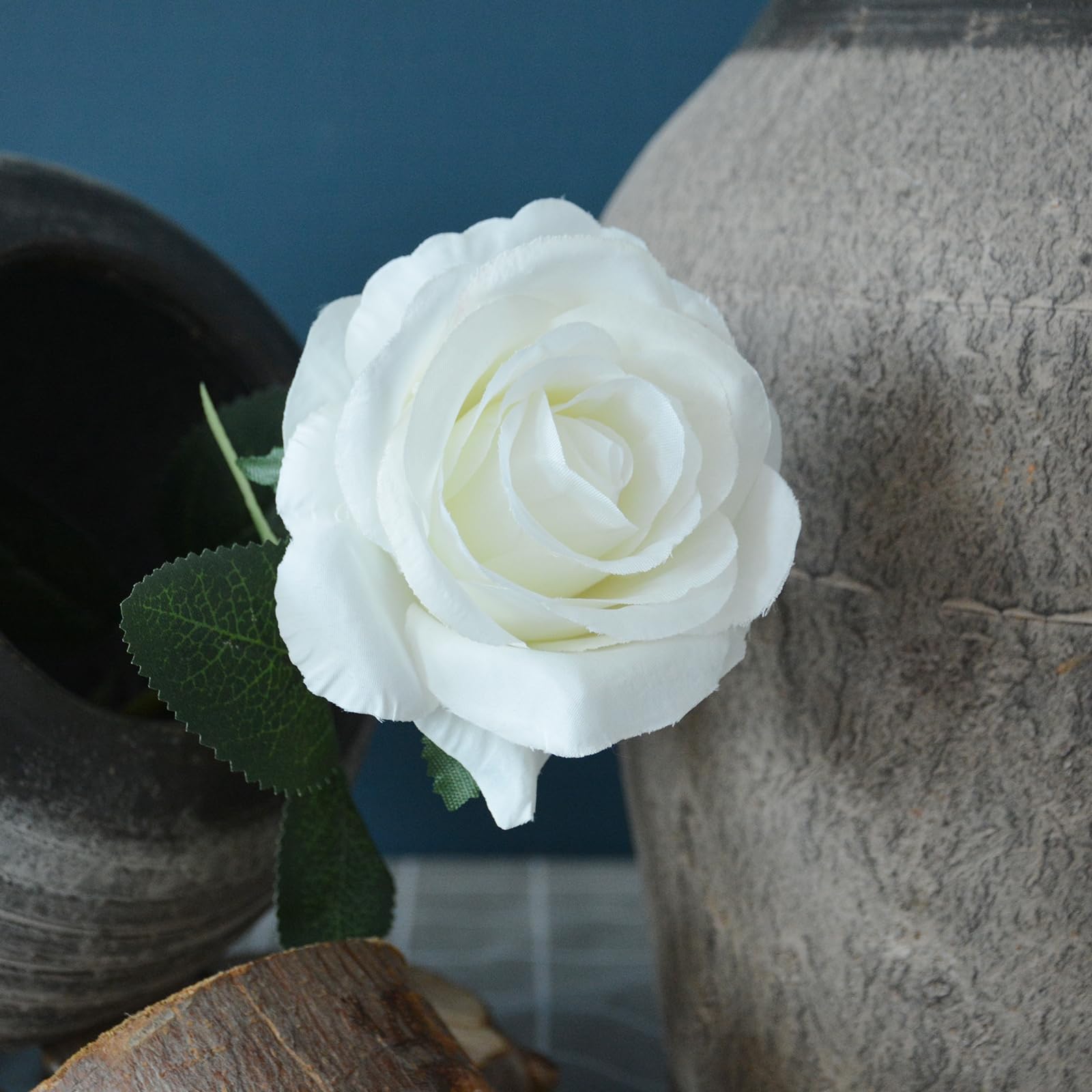 10pcs White Artificial Silk Roses - 50cm Realistic Fake Rose Flowers for Bridal Bouquets, Wedding Centerpieces, Home Decor & Party Arrangements (Perfect for Tables, Vases, and DIY Floral Projects)