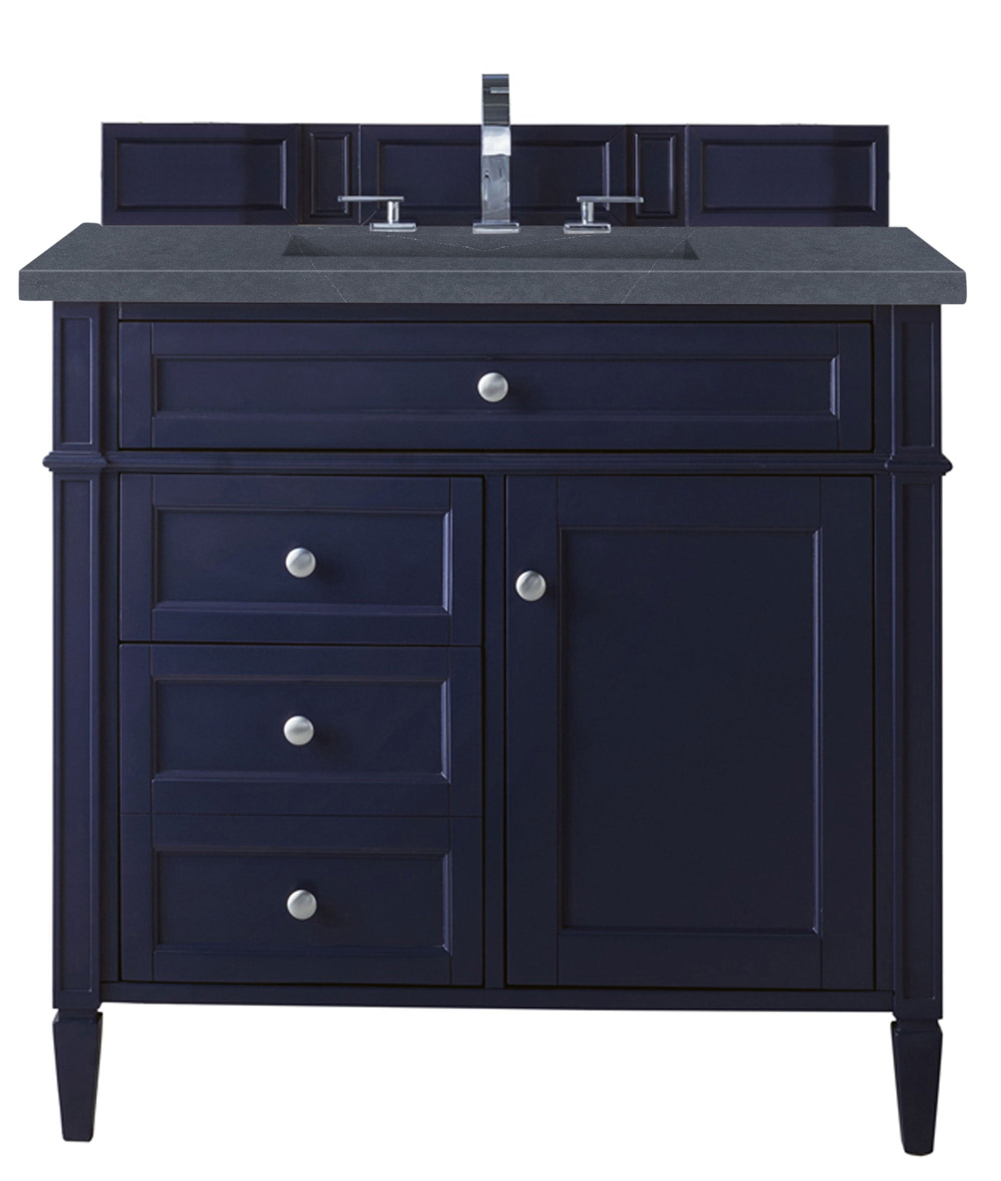 Brittany 36 Inch Single Bathroom Vanity in Victory Blue with 3CM Charcoal Soapstone Quartz Countertop - Perfect for Modern Master Bathrooms & Guest Suites