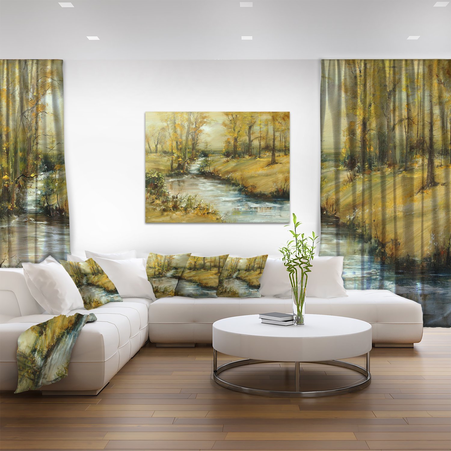 Brook in Autumn Oil Painting - Handmade Landscape Canvas Art Print for Home & Office Wall Decor - Perfect for Living Room, Bedroom, and Office Spaces