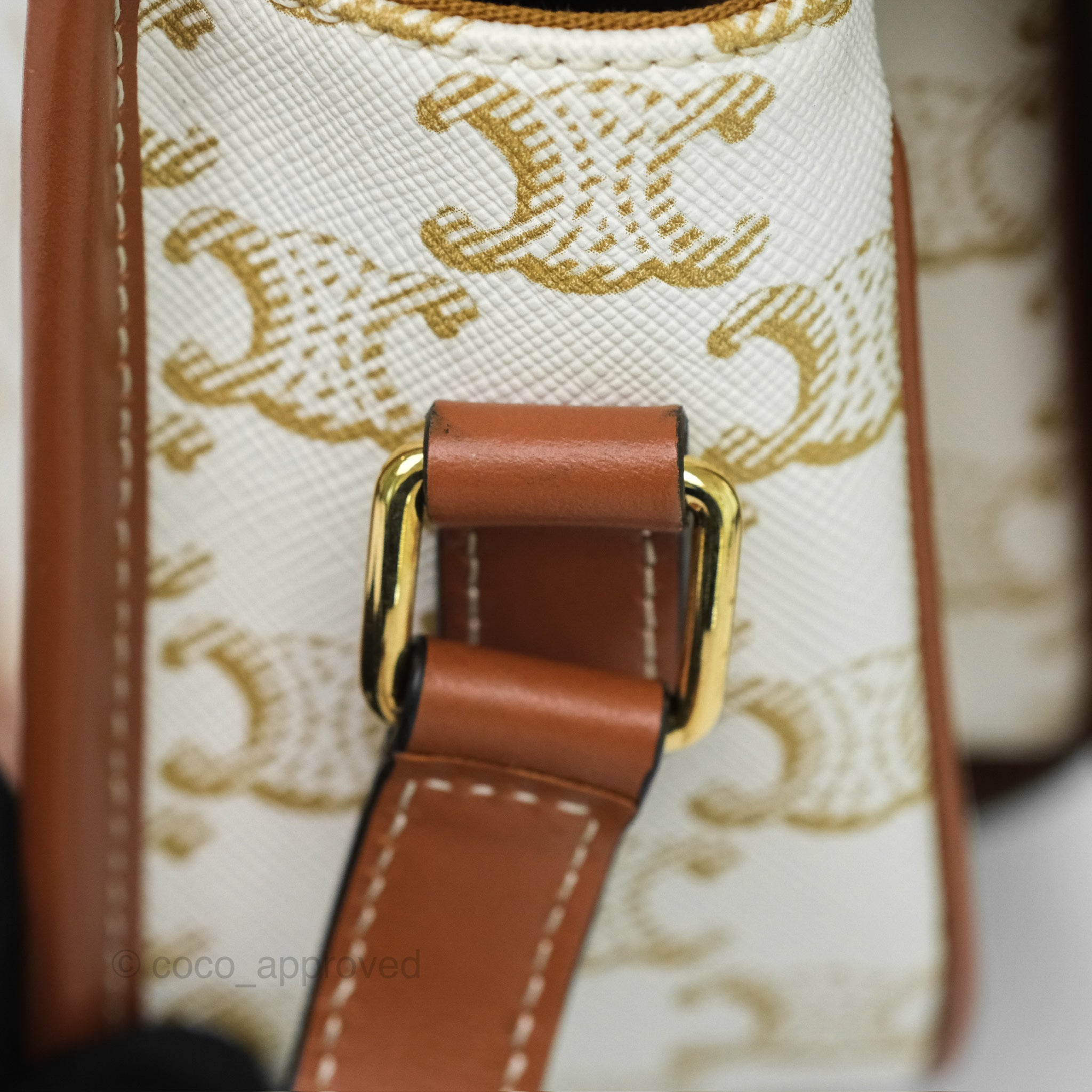 Celine Medium Triomphe Canvas Folco Bag in White - Luxury Handbag for Women, Perfect for Work, Travel & Everyday Use