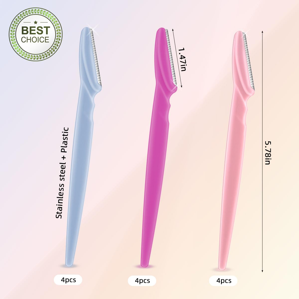 12 Pack Women's Eyebrow Razors - Dermaplaning Tool & Facial Hair Remover with Safety Cover - Precision Eyebrow Trimmer for Smooth Skin - Multipurpose Shaver for Men & Women - Perfect for Eyebrow Shaping, Peach Fuzz Removal & At-Home Dermaplaning