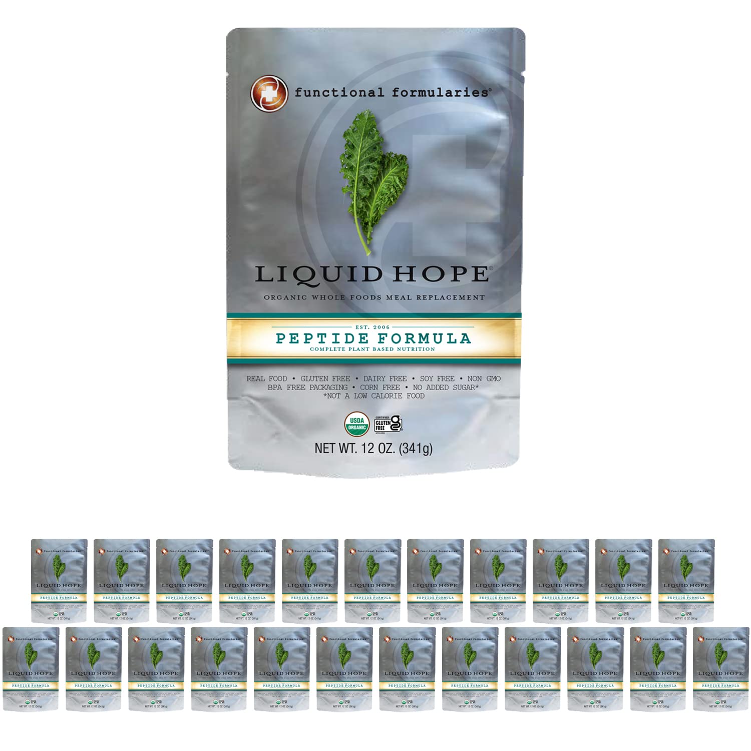 Organic Liquid Hope Peptide Tube Feeding Formula - Nutrient-Rich Meal Replacement Supplement, 12 Oz Pouch (Pack of 24) | Ideal for Patients, Elderly Care & Post-Surgery Recovery