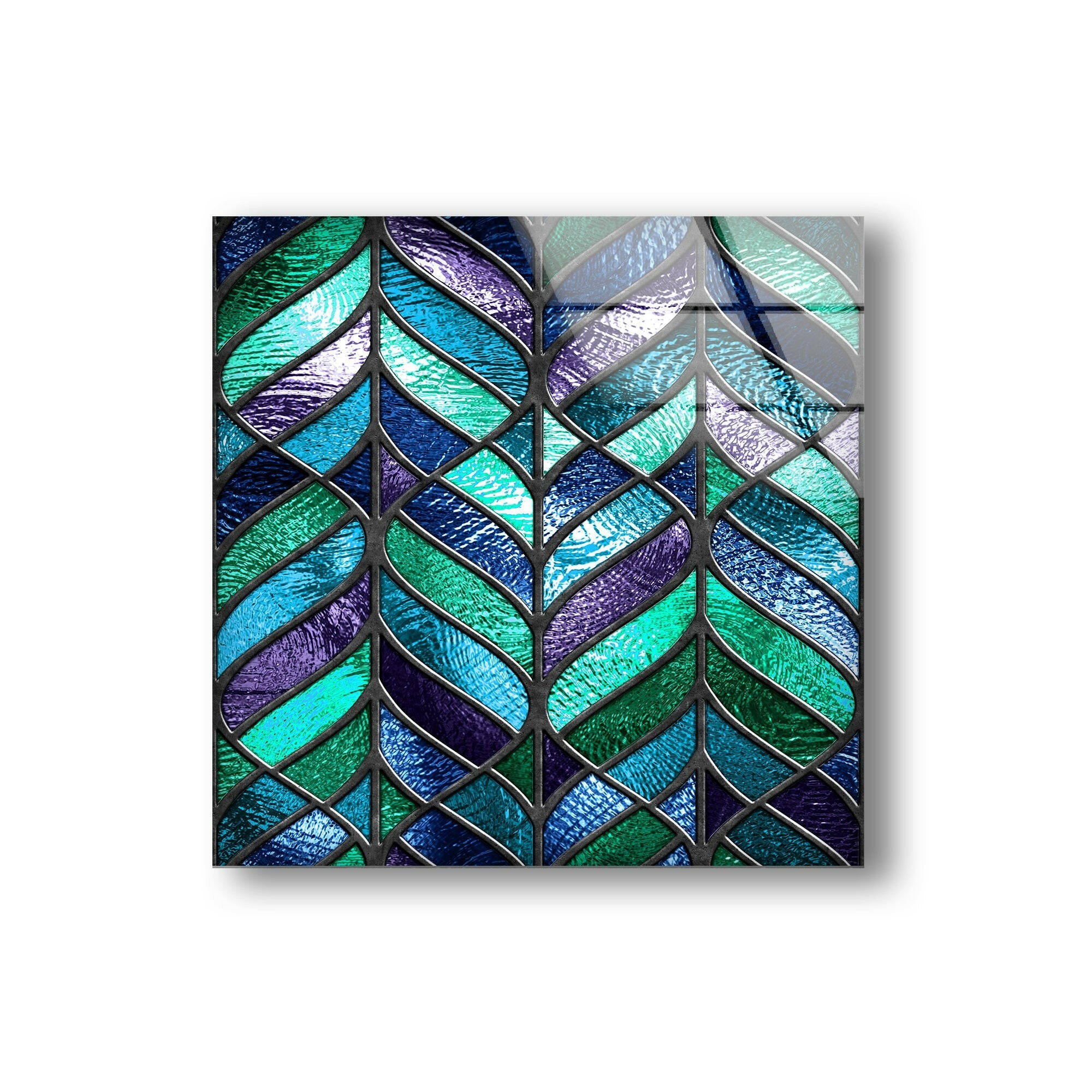 Blue and Green Abstract Glass Wall Art - Modern Handmade Glass Painting for Home & Office Decor - Perfect for Living Room, Bedroom, or Office Wall Decor