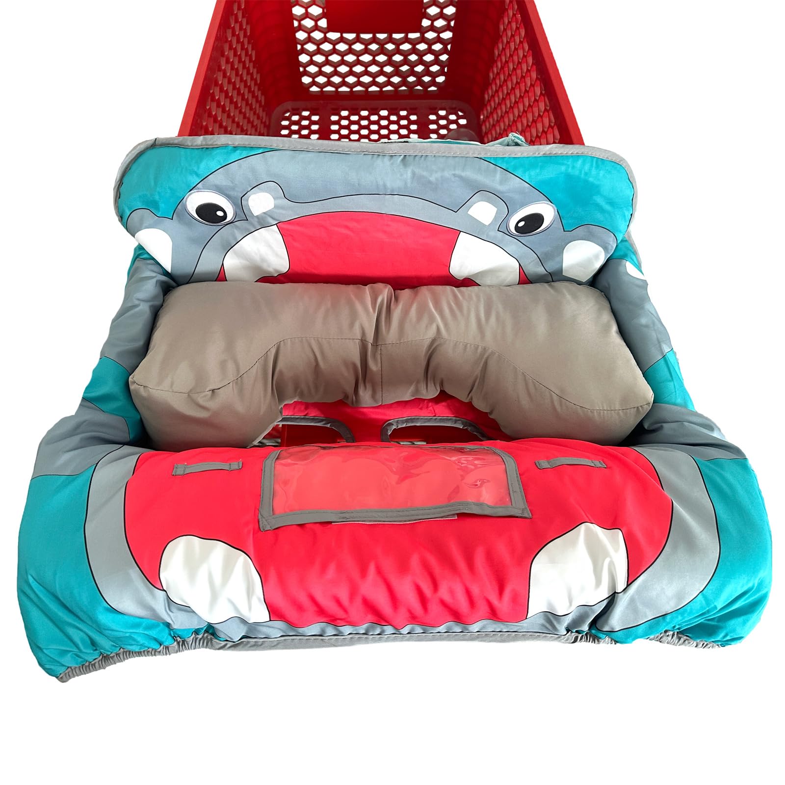 Waterproof 2-in-1 Baby Cart & High Chair Cover - Soft Pillow (Hippo) for Shopping & Dining