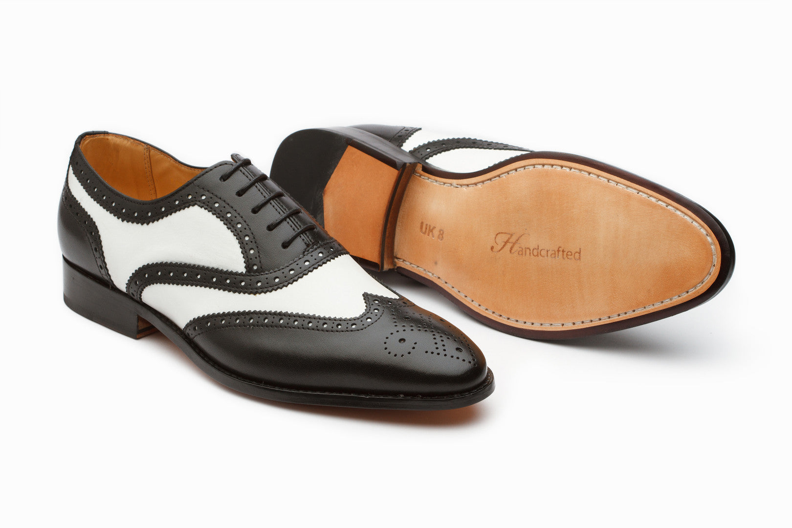 Men's Classic Spectator Wingtip Oxford Shoes - Black & White Two-Tone Dress Shoes for Formal & Business Occasions