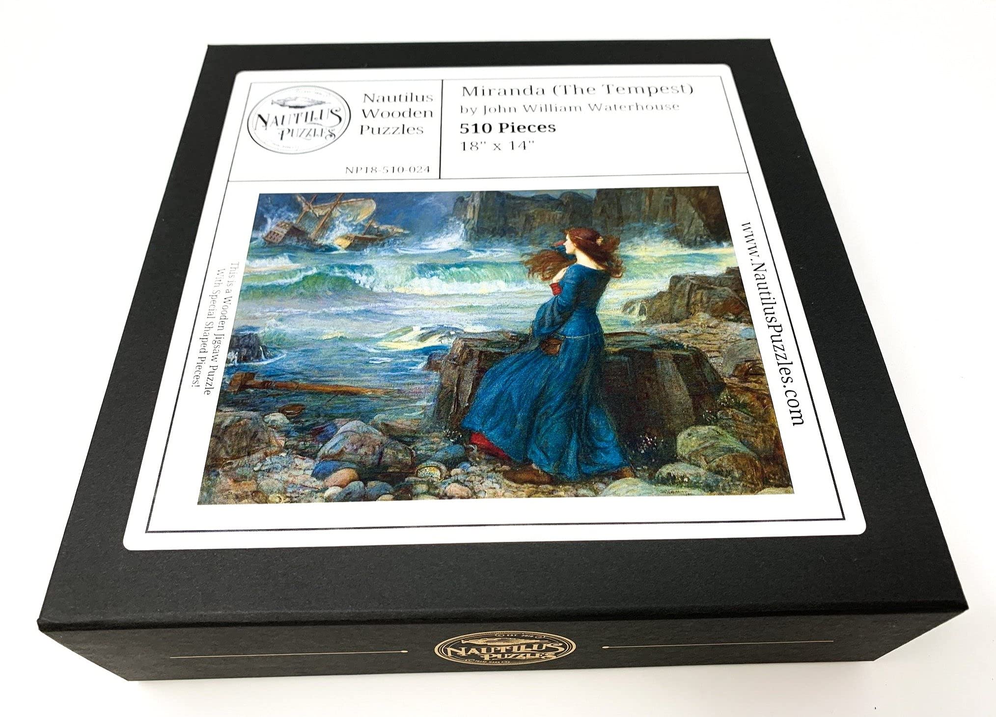 510-Piece Wooden Jigsaw Puzzle - Miranda from The Tempest by John William Waterhouse | Nautilus Puzzles | Art Puzzle for Adults, Home Decor & Relaxation