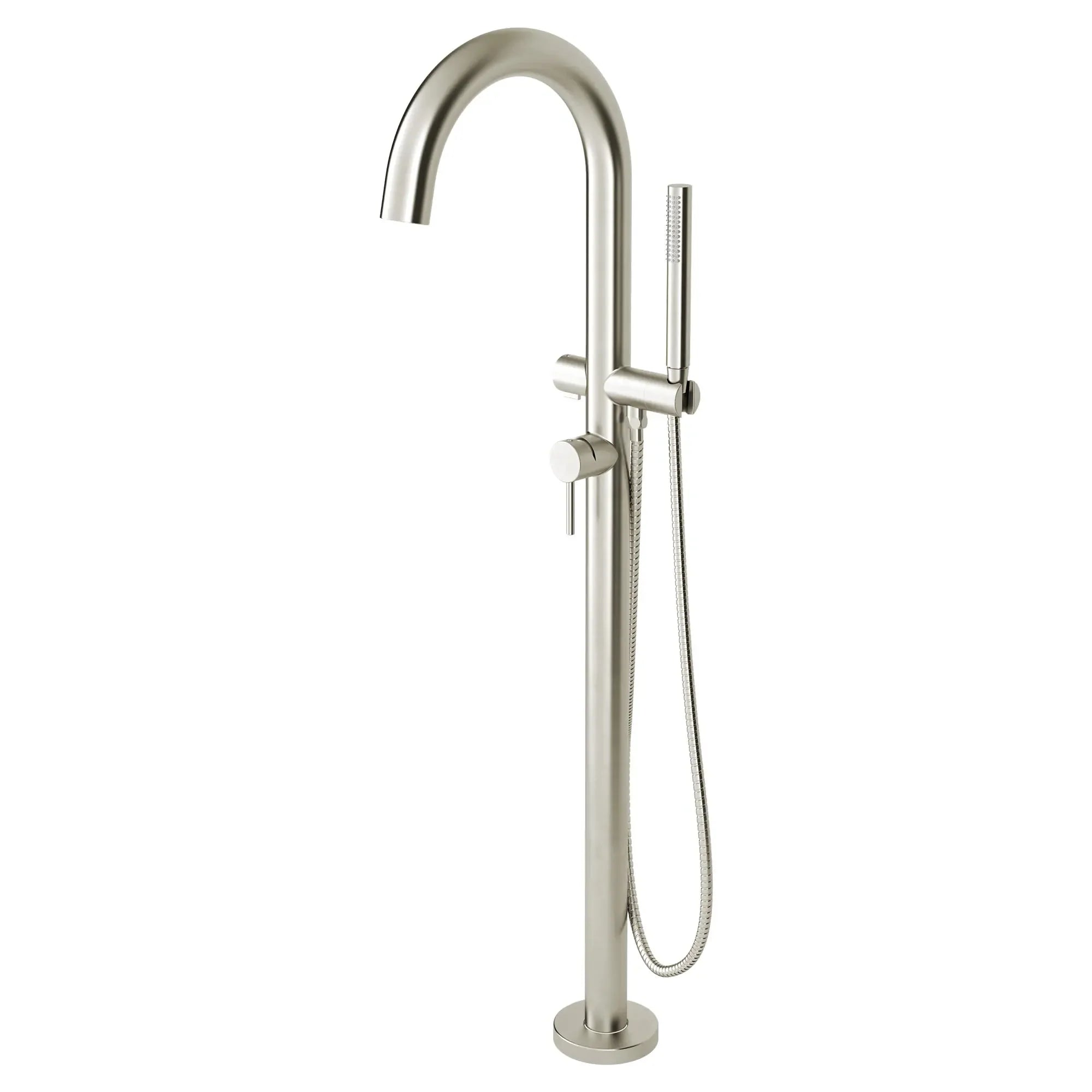 Modern Freestanding Bathtub Faucet with Hand Shower - Round Design, Lever Handle, Rough-in Valve - Perfect for Spa, Master Bathroom & Luxury Bathroom Renovations