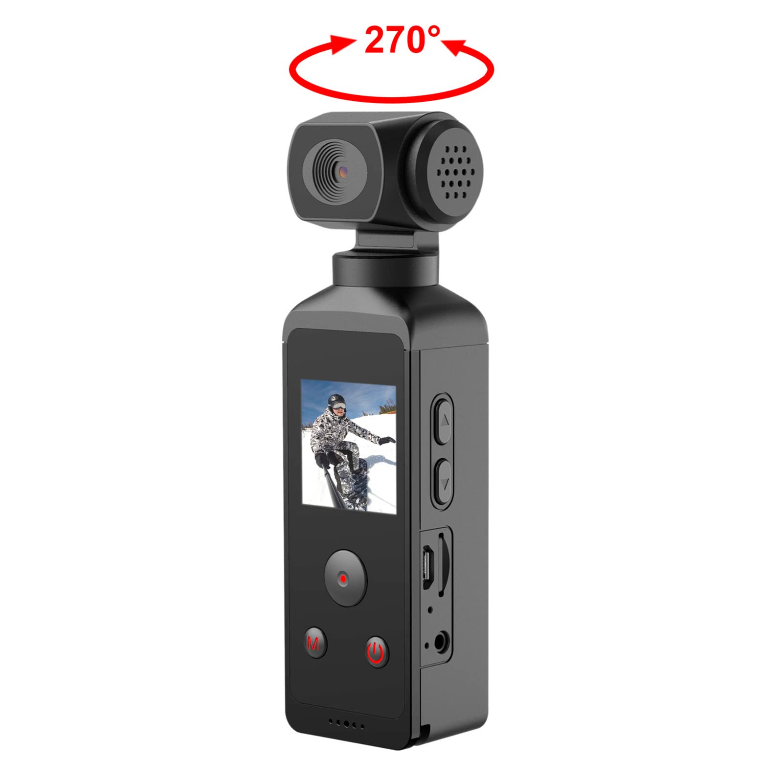 4K Ultra HD Pocket Camera - 270° Rotatable Anti-Shake Vlogging Camcorder with Built-in Mic Clip for Outdoor Adventures, Travel Vlogging, Cycling & Scuba Diving | Perfect for YouTube Content Creators & Action Sports Enthusiasts
