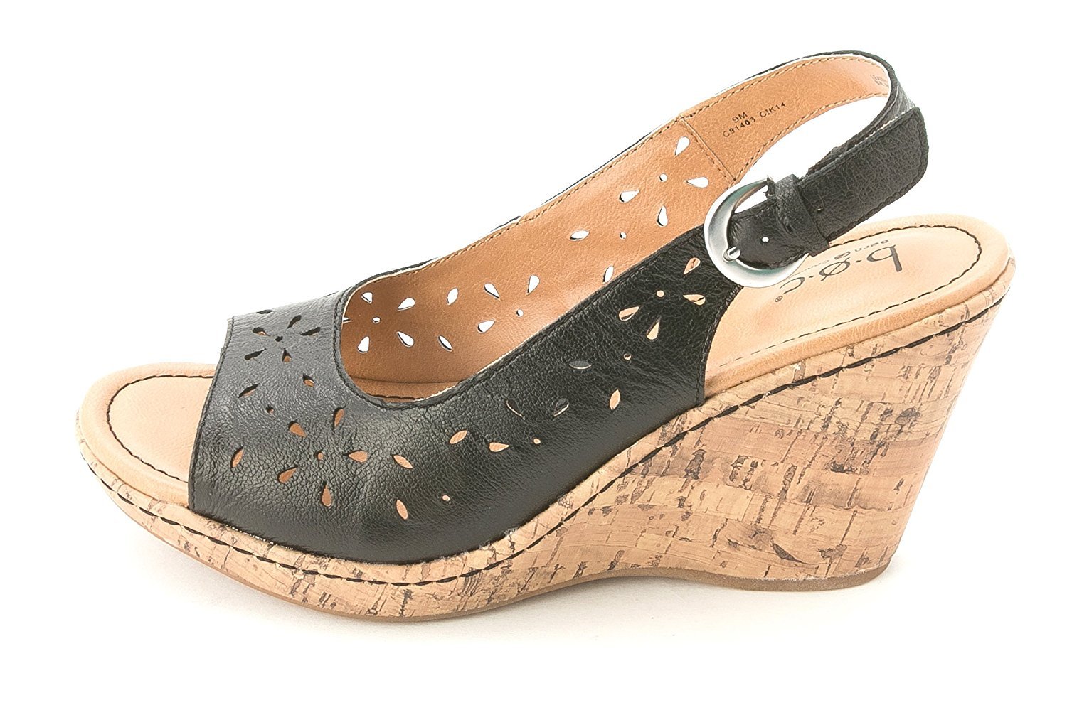 B.O.C. Women's Kacee Leather Open Toe Casual Platform Sandals - Comfortable Summer Shoes for Walking, Beach & Outfits, Black, Size 7.0
