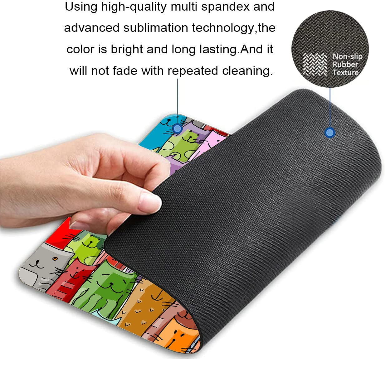 Custom Cartoon Cat Mouse Pad - Colorful Non-Slip Rubber Gaming Mousepad for Computer & Laptop - Perfect for Office, Gaming & Home Workspace Setup