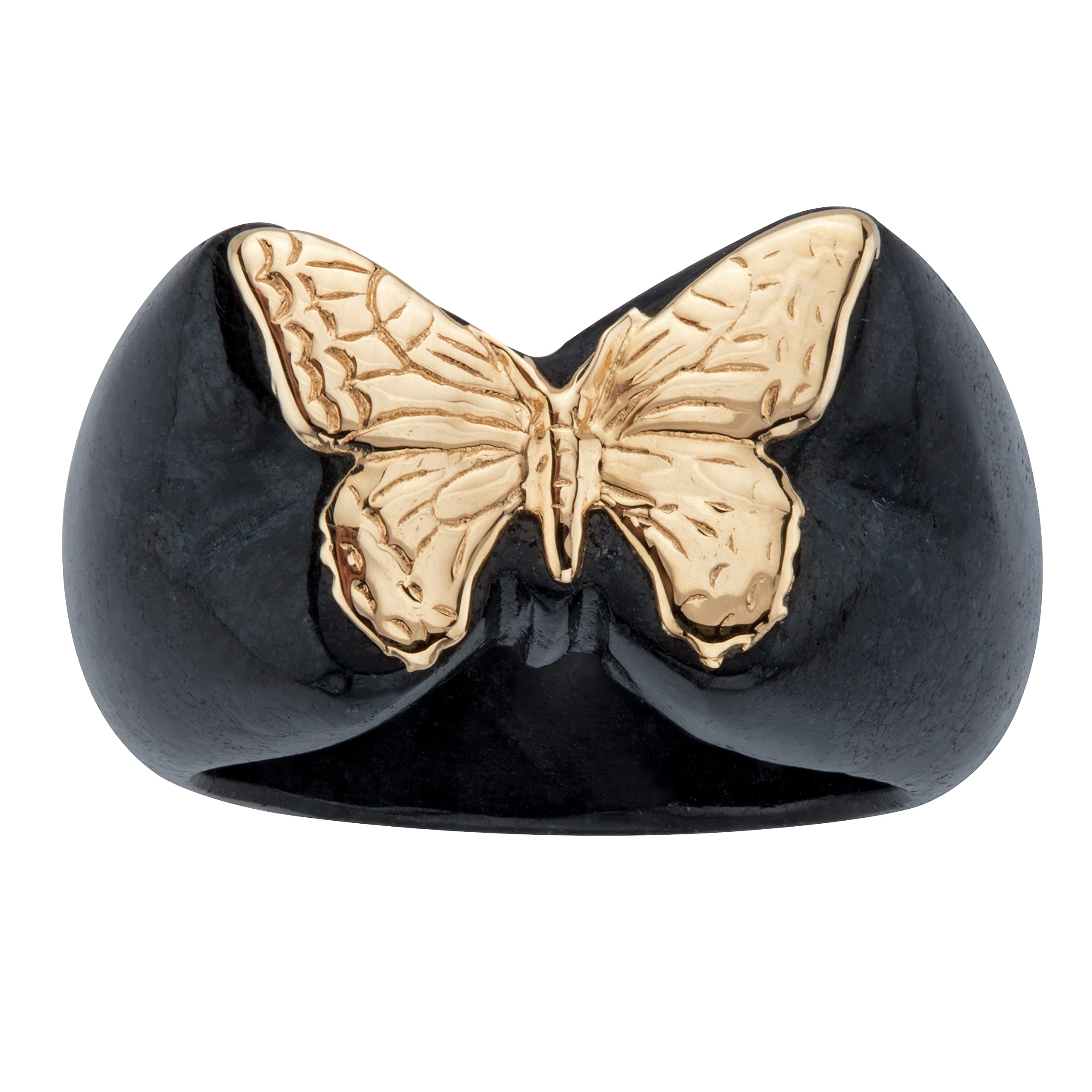 10K Solid Gold Jade Butterfly Ring - Size 8 for Women's Jewelry Collection
