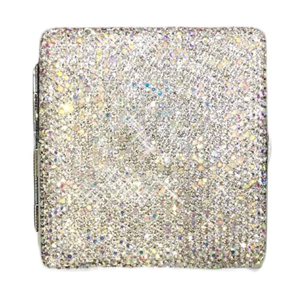 Elegant White Rhinestone Metal Cigarette Case - Portable Cigarette Holder & Storage Box for Regular Size Cigarettes - Perfect for Travel, Parties, and Everyday Use