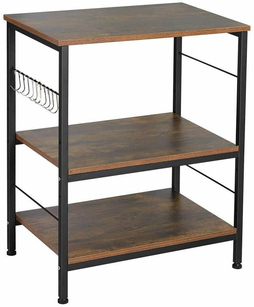 3-Tier Microwave Oven Cart with Storage Shelves - Sturdy Metal Kitchen Organizer Stand for Microwave, Spices & Cooking Supplies | Perfect for Small Kitchens, Apartments & Dorm Rooms