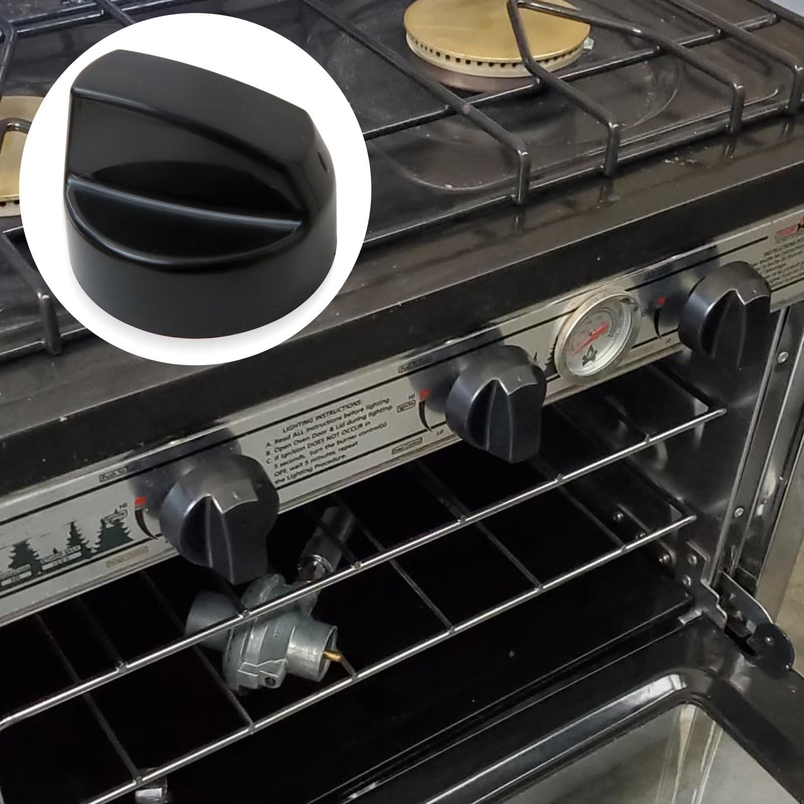 4 Pack Universal Gas Stove Control Knobs with 12 Adapters - Durable Plastic Replacement Knobs for Oven, Stove, Range - Perfect for Kitchen Appliance Repair & DIY Upgrades