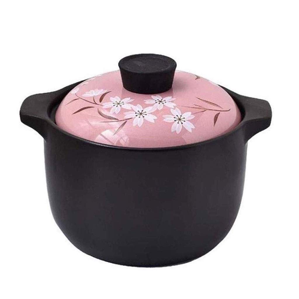 NYZABDL Ceramic Casserole Dish with Blossom Pattern - 2.5QT Round Black Oven Safe Saucepan for Baking, Cooking & Serving (Size A) - Perfect for Casseroles, Lasagna & Family Dinners