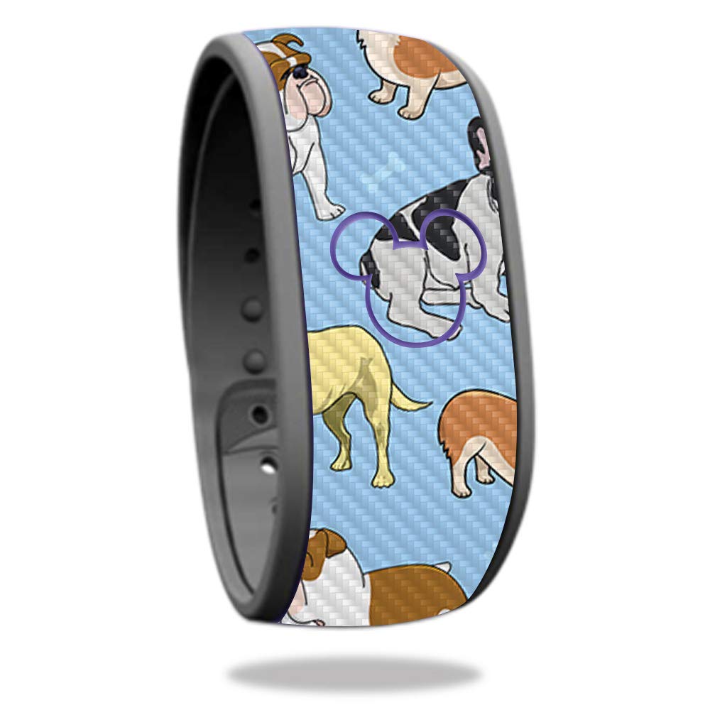 MightySkins Carbon Fiber Skin for Disney MagicBand - Puppy Party | Protective Durable Textured Cover | Easy to Apply & Remove | Made in USA | Perfect for Disney Parks, Parties & Collectors