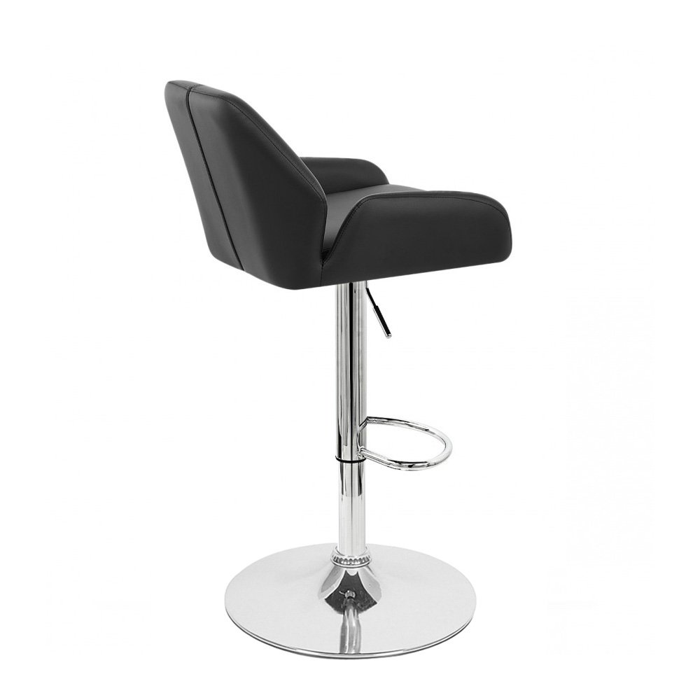 Set of 4 Tesla Modern Leather Adjustable Bar Stools - Black Licorice for Kitchen Island & Home Bar