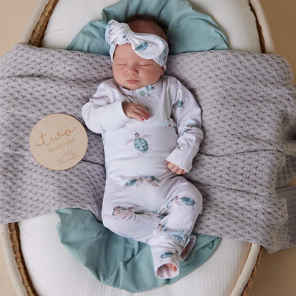 Organic Baby Grow Suit - Snuggle Hunny Soft Cotton Turtle Print Bodysuit for Newborns & Infants | Perfect for Playtime, Naptime & Photo Shoots