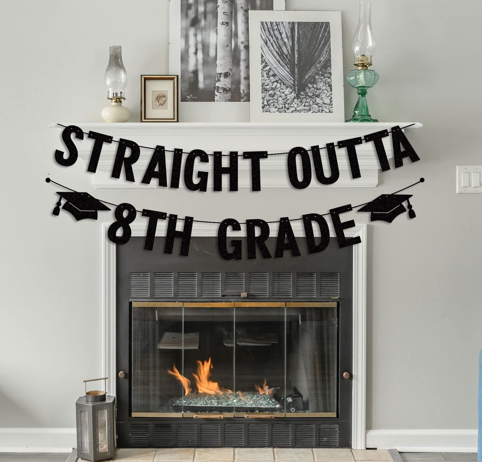 2025 Eighth Grade Graduation Banner - Glitter 'Straight Outta 8th Grade' Party Decor | Congrats Class of 2025 | Perfect for Boys & Girls Graduation Parties, Classroom Decor & School Celebrations