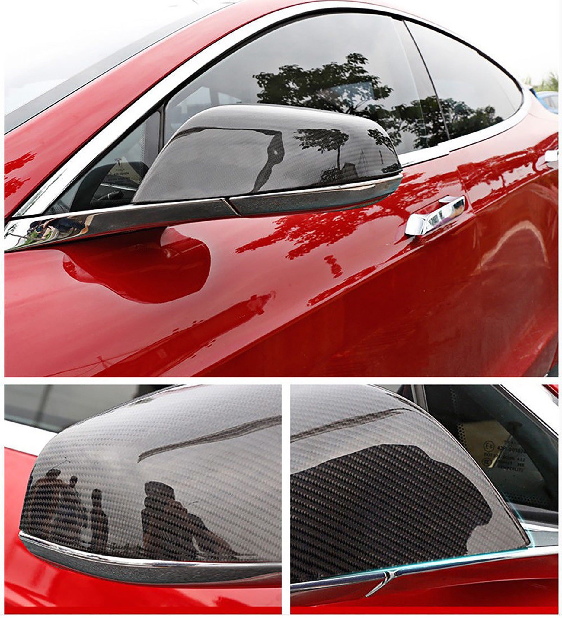 Premium Real Carbon Fiber Mirror Covers for Tesla Model S (2014-2025) - Compatible with Pre-Refresh & Newer Models - Lightweight & Durable Exterior Upgrade for Enhanced Style & Protection