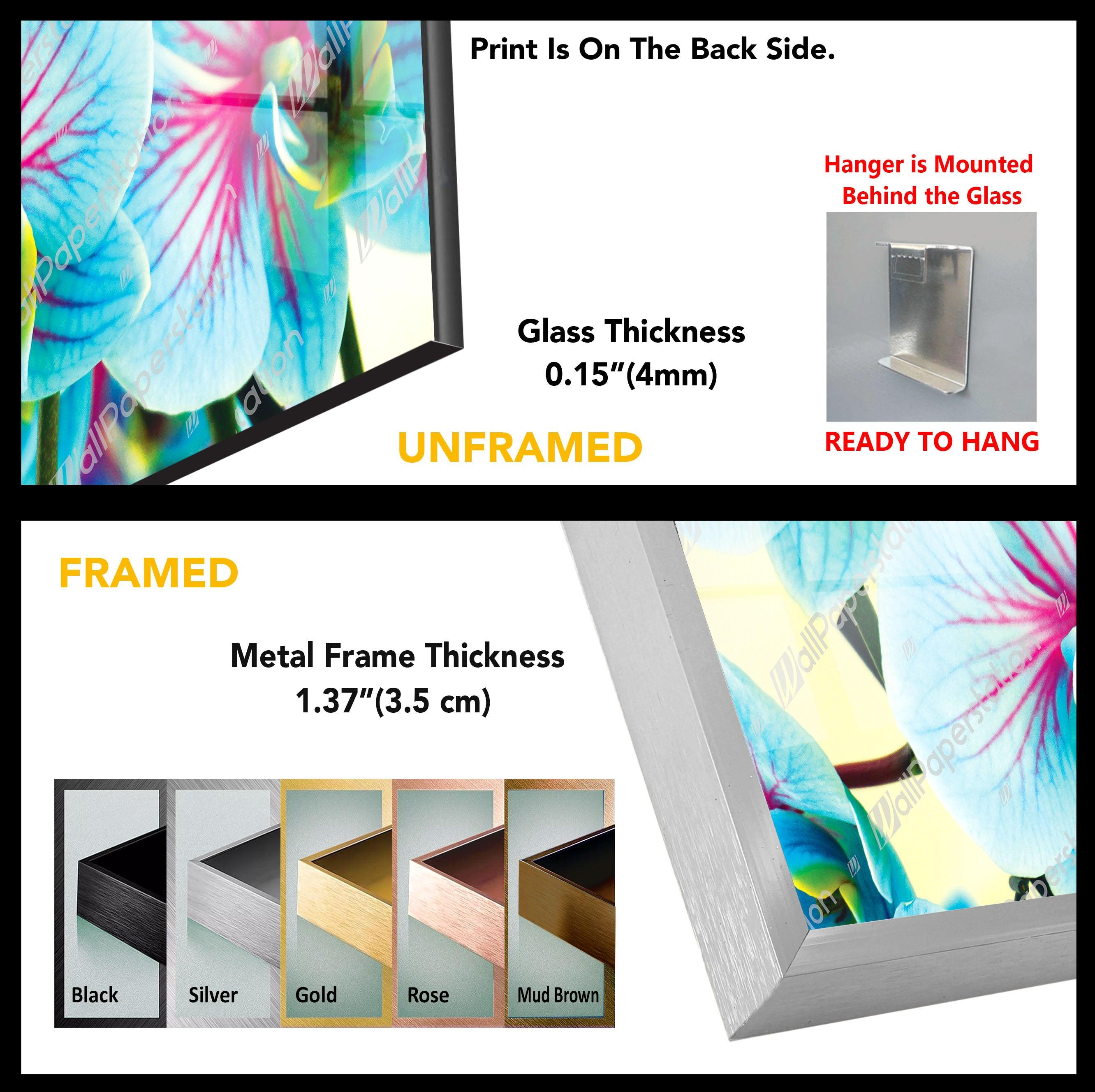 Blue & Pink Orchids Glass Wall Art - Elegant Floral Decor for Living Room, Bedroom & Office