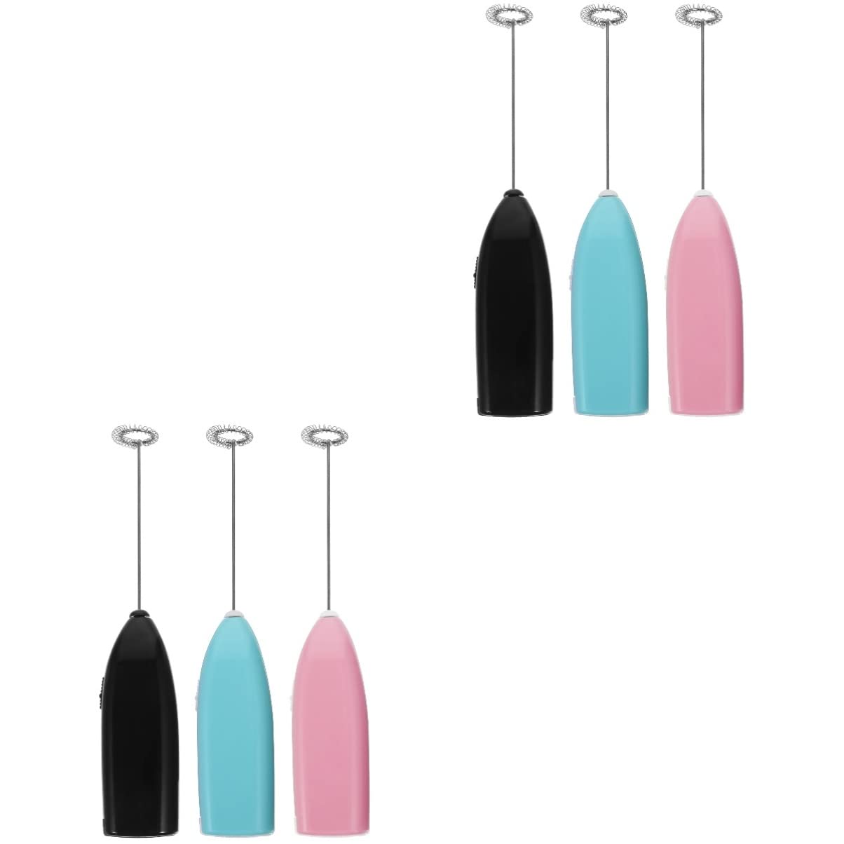 Artibetter 6-Piece Mini Epoxy Mixing Stick Set - Pink & Black Handheld Milk Frother for Glitter, Paint Pigment, Tumbler Crafts | Alloy Blender for DIY Resin, Coffee, Cocktail Making (Home & Studio Use)