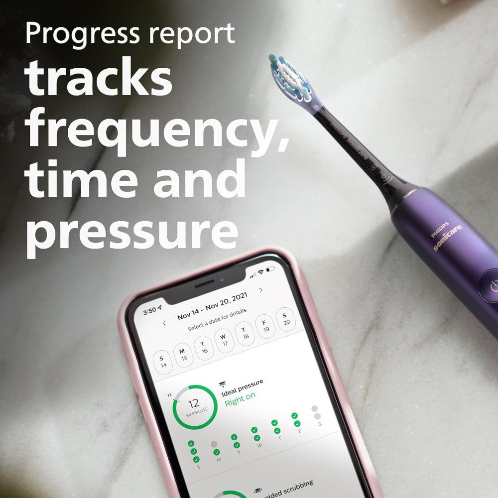 PHILIPS HX9911/91 Sonicare 9000 Series Electric Toothbrush - Premium Rechargeable Power Toothbrush with Smart Sensor & 3 Brush Heads - Perfect for Travel & Home Oral Care