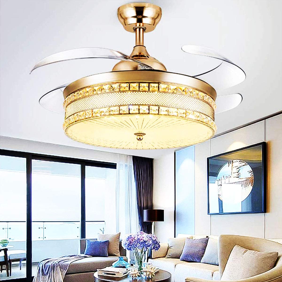 Modern Ceiling Fan with LED Light & Remote - 42