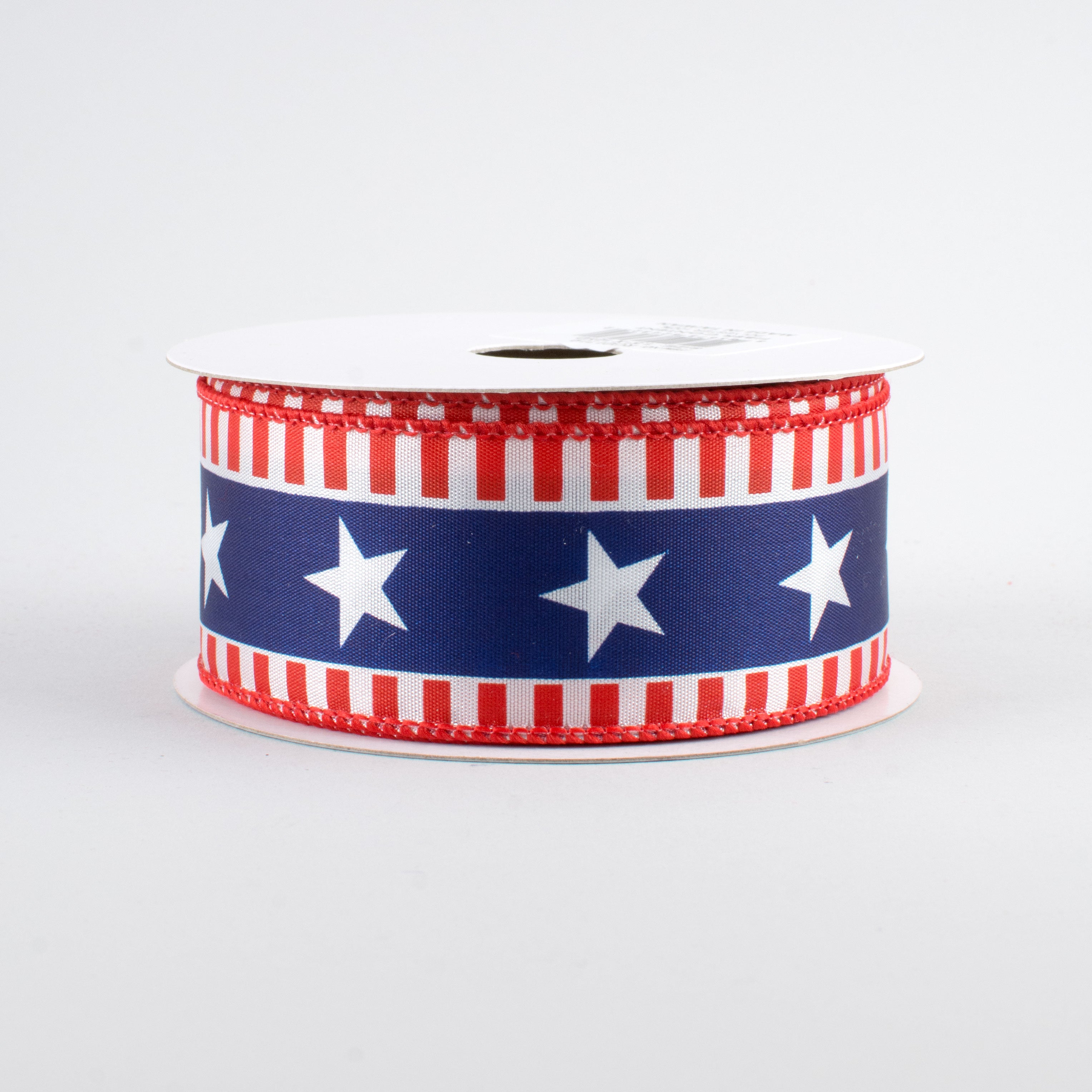 1.5 Inch Bold Patriotic Star & Stripes Ribbon - White Satin Ribbon (10 Yards) for Gift Wrapping, DIY Crafts, Party Decorations & Patriotic Events