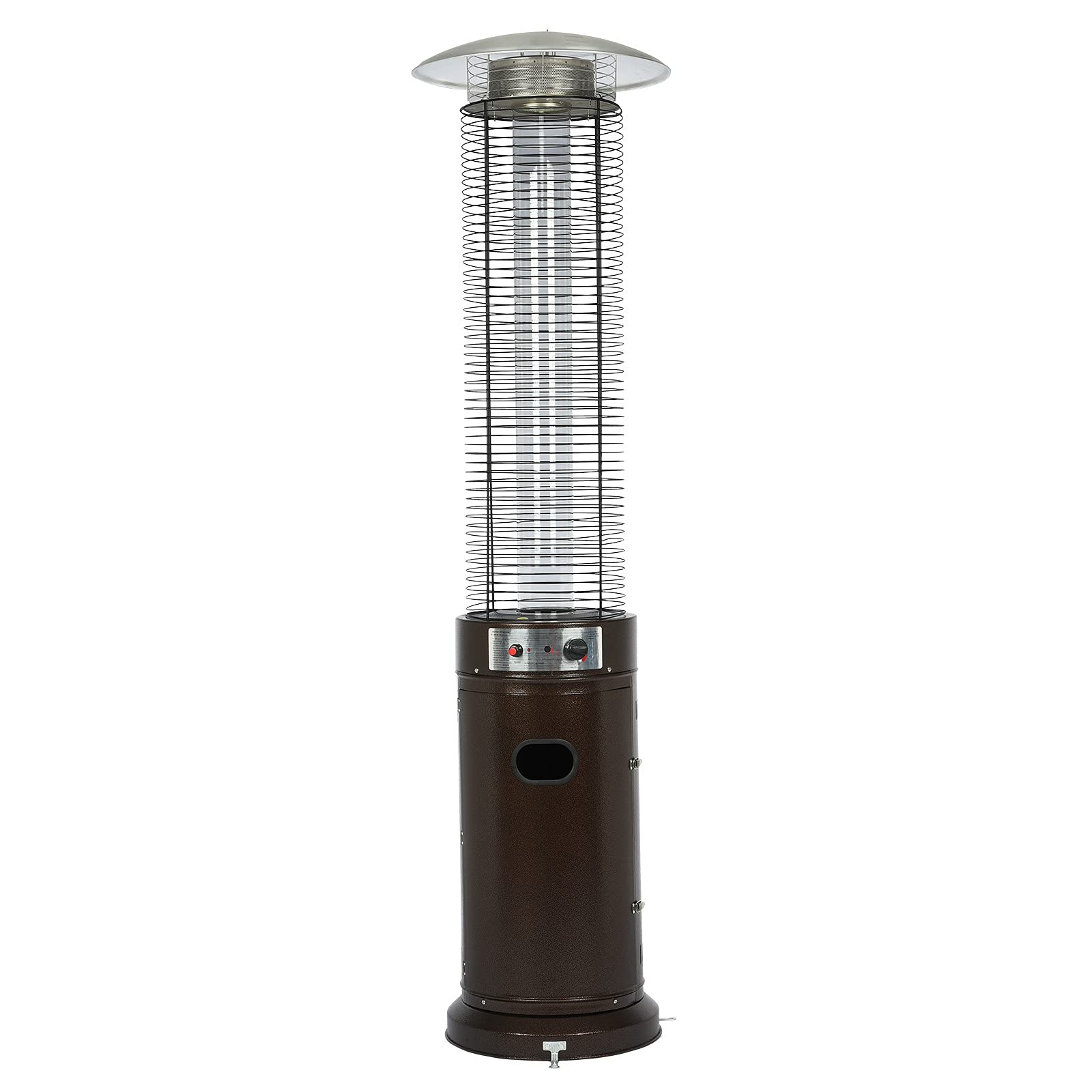 Liyang 42,000 BTU Pyramid Flame Outdoor Propane Patio Heater with Wheels - Vertical Hammered Bronze Tower Heater for Backyard, Deck, Garage & Commercial Use - Instant Warmth & Portable Heating Solution