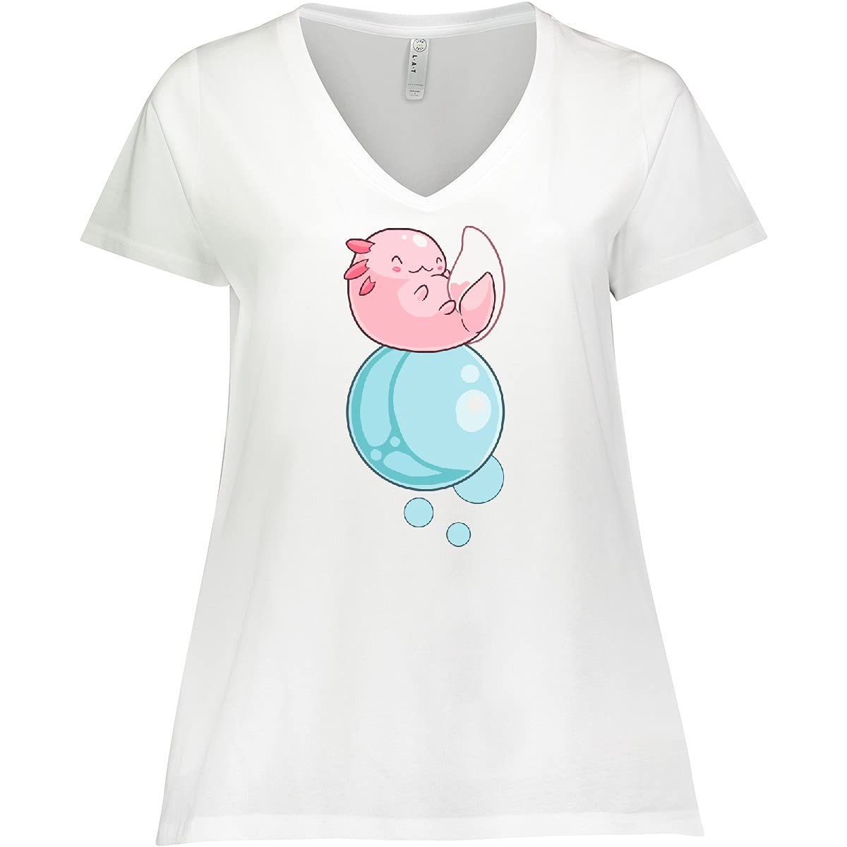 Cute Axolotl V-Neck Tee for Women - Plus Size Casual Wear