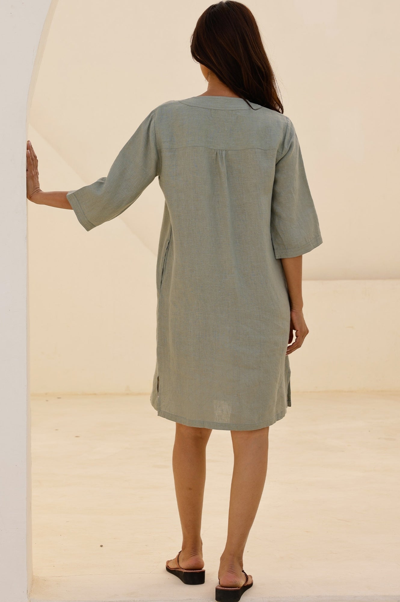 Calvi Linen Dress for Women - Breathable Summer Khaki Dress | Casual Beach Wear, Vacation Outfit & Boho Style Fashion