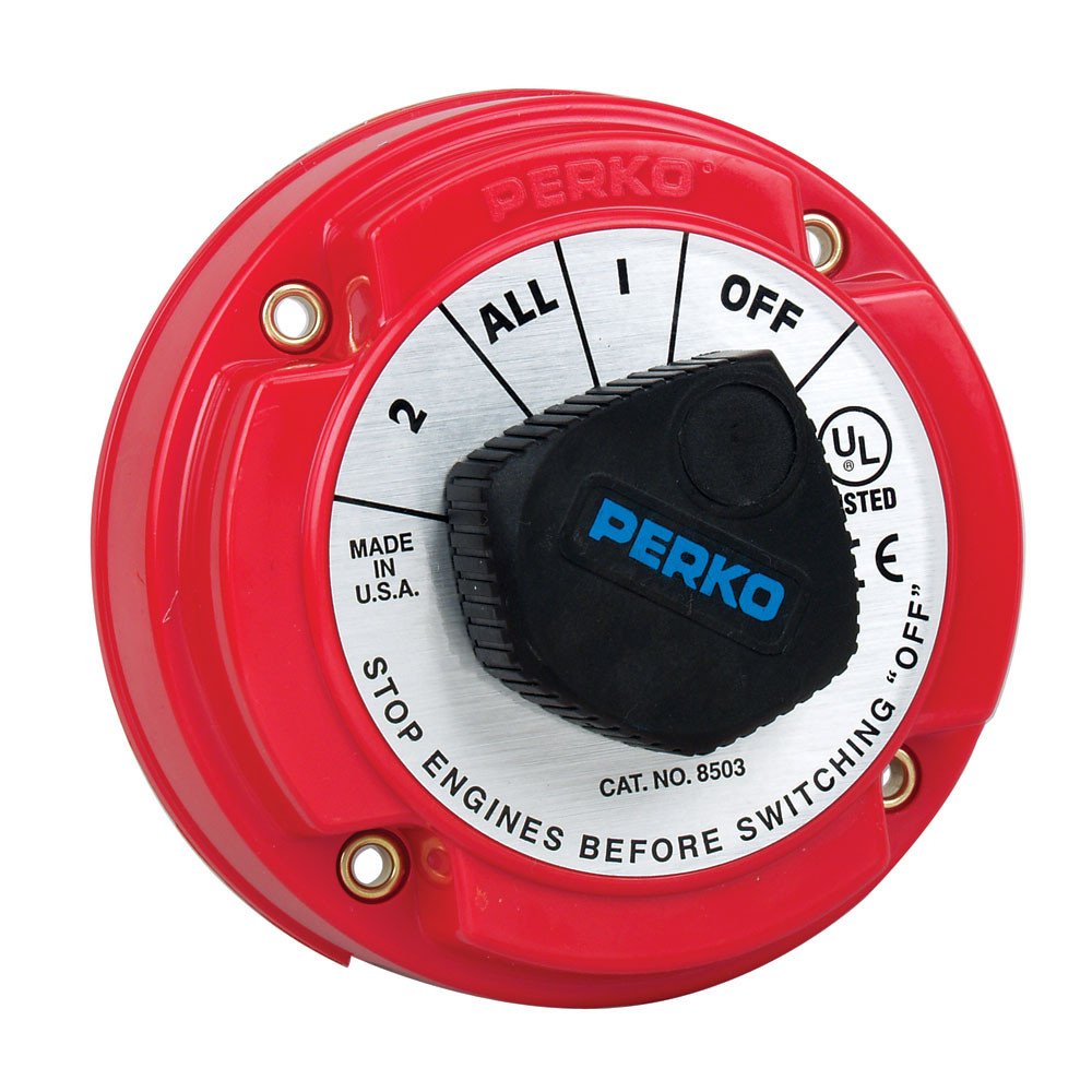Perko 8503DP Medium Duty Battery Selector Switch with Alternator Field Disconnect (No Key Lock) - Perfect for Marine, RV & Off-Grid Power Systems