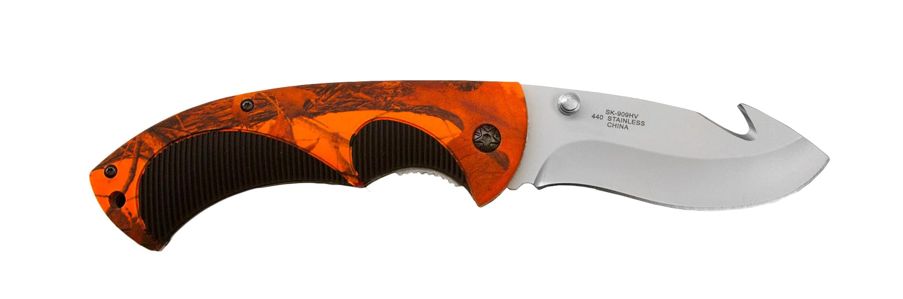 Sarge Knives HI-VIS Fever Folding Gut Hook Knife - High Visibility Hunting & Outdoor Survival Tool for Camping, Fishing & Emergency Situations