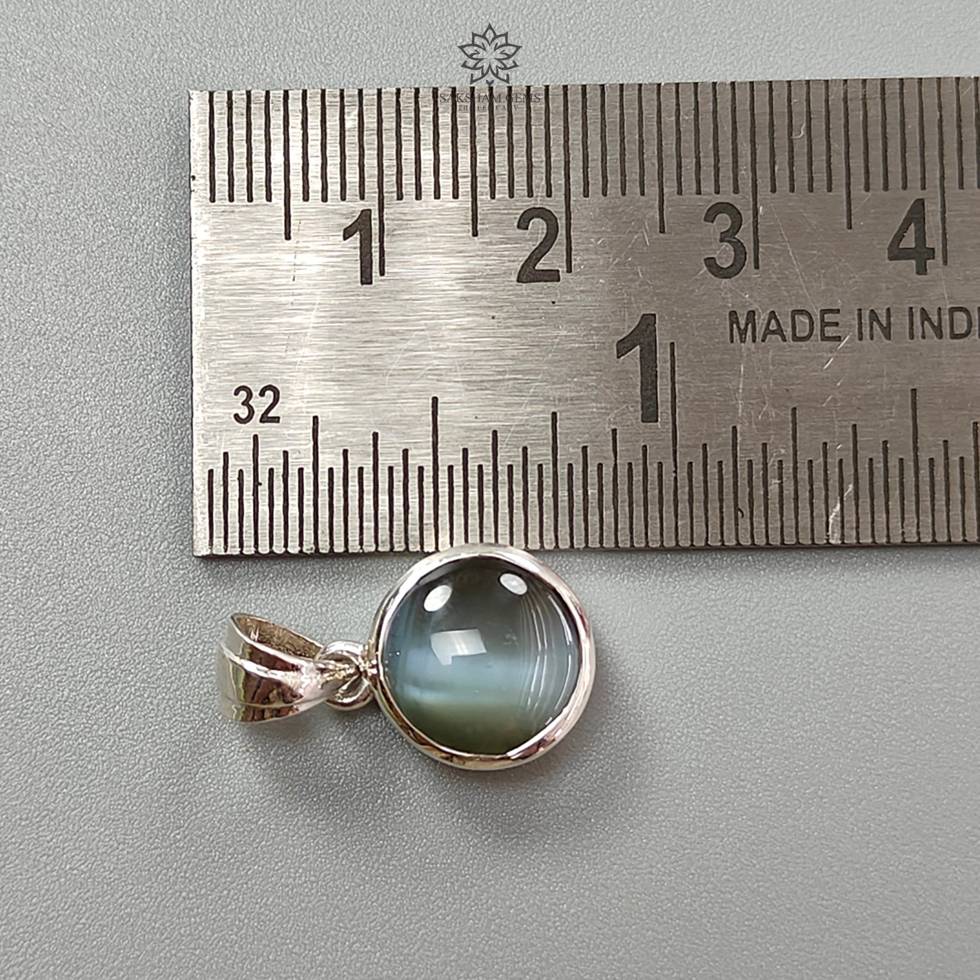 Natural Chrysoberyl Cat's Eye Silver Pendant - 2.50g Genuine Untreated Round Cabochon in 925 Sterling Silver Bezel Setting | Elegant Jewelry Gift for Women, Perfect for Weddings & Special Occasions