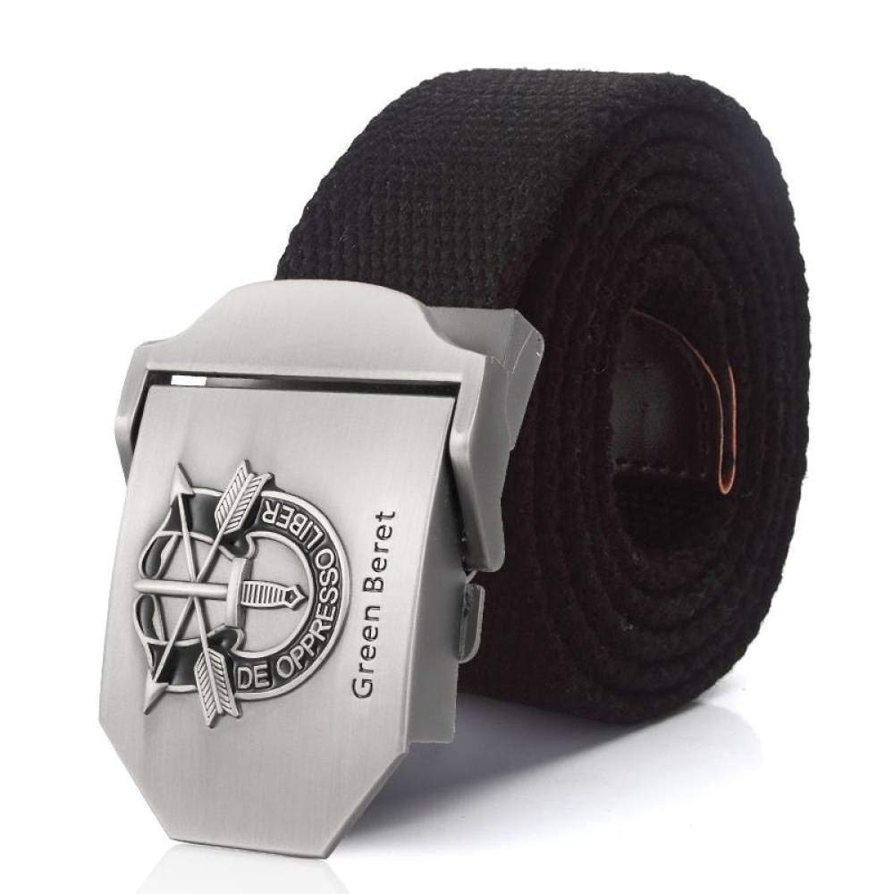 FDDSSYX Unisex Black Nylon Canvas Belt with Beret Metal Buckle - Adjustable Waistband for Jeans, Pants & Casual Outfits | Durable Fashion Accessory for Men & Women