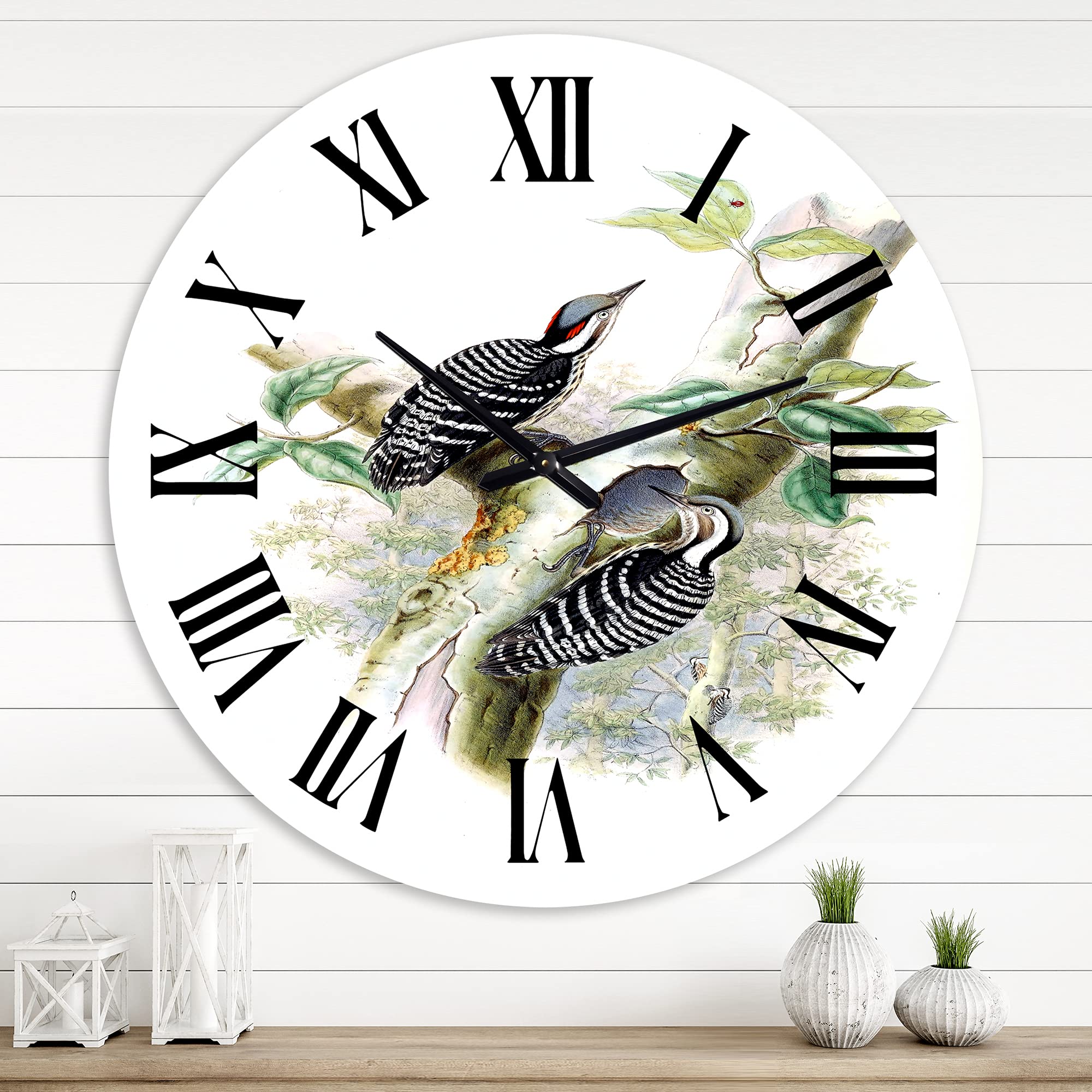Vintage Birds in The Wild Wall Clock - Large Traditional Decorative Clock for Home, Office & Living Room Decor | Perfect for Farmhouse, Rustic & Nature-Themed Interiors