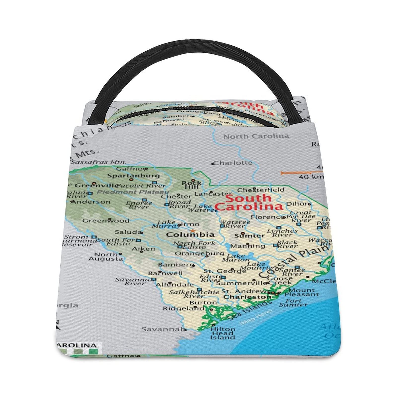 Insulated Reusable Lunch Tote Bag for Adults - Leakproof Cooler Lunch Box for Work, School & Picnics | Durable Food Container for Men & Women with Stylish South Carolina Map Design
