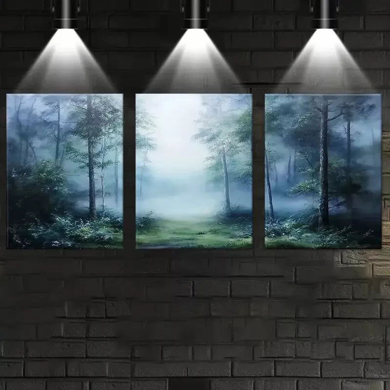 3-Piece Fragrant Dark Misty Forest Art Set - Framed Canvas Wall Decor 50x70cm (20x28in) | High Quality Print | Australian Made | Ready to Hang | Perfect for Living Room, Bedroom & Office Decor