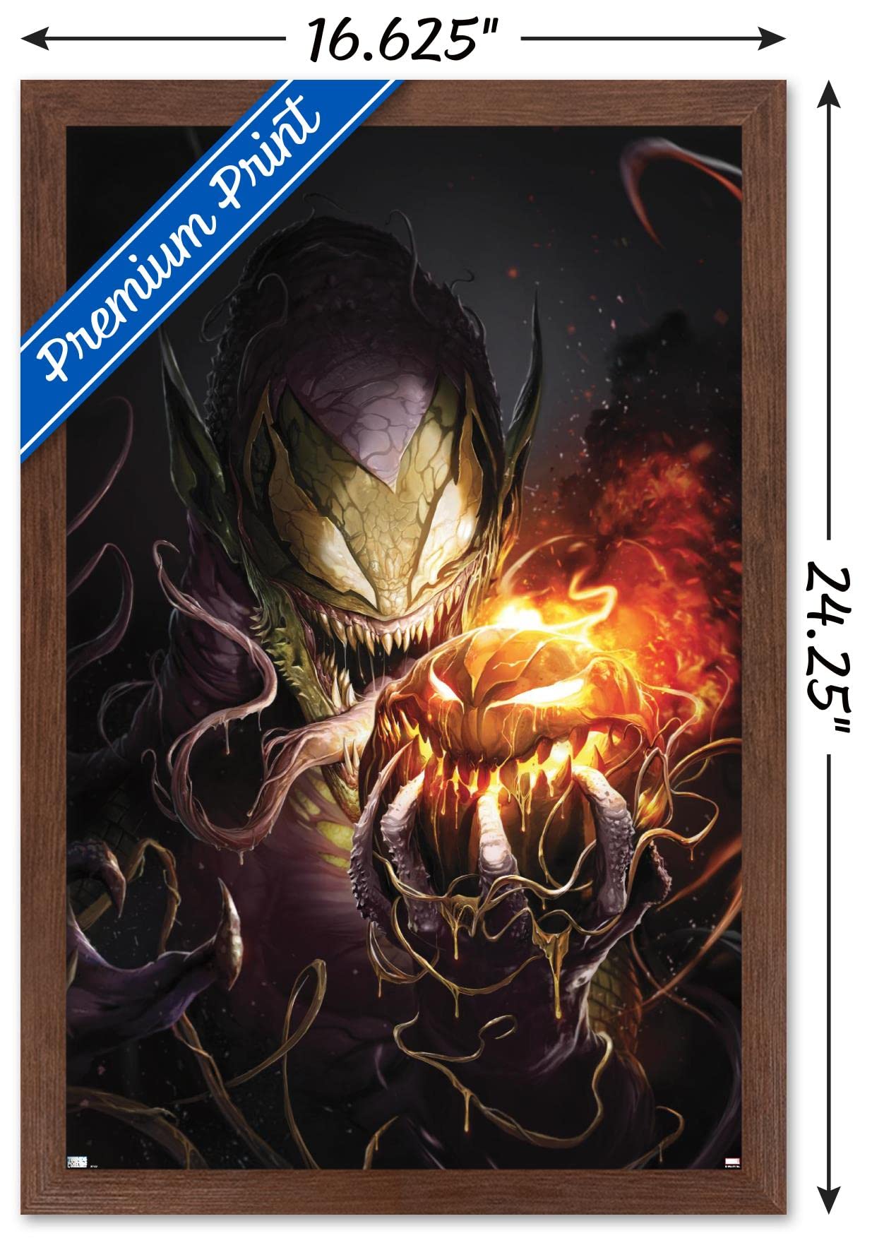 Marvel Comics Green Goblin Venom Wall Poster - The Amazing Spider-Man #32 Framed Art Print 22.4x14.7 Inches - Premium Mahogany Frame for Home Theater, Game Room & Superhero Bedroom Decor