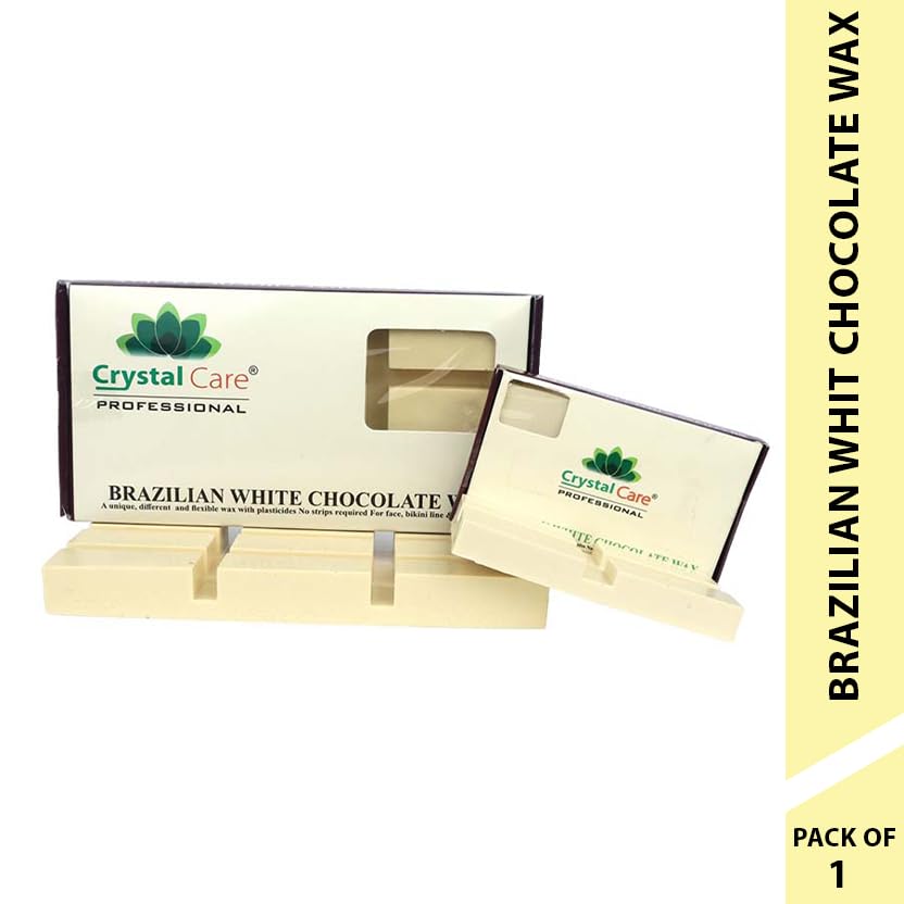 CRYSTAL CARE Brazilian White Chocolate Wax - No Strips Hair Removal Wax for Face, Bikini, Underarms | 100g Gentle Depilatory Wax with Chocolate Scent | Sensitive Skin Friendly | At-Home Salon Waxing Kit (2 Pack) - Perfect for DIY Beauty & Spa Nights