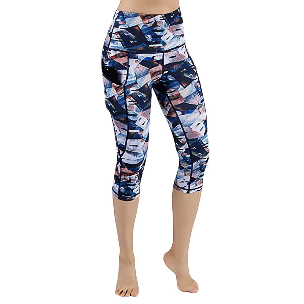 GDJGTA Women's High Waist Yoga Pants - Printed Workout Leggings with Tummy Control & Hidden Pockets | Hip-Lifting Fitness Pants for Yoga, Running, Gym & Lounge Wear