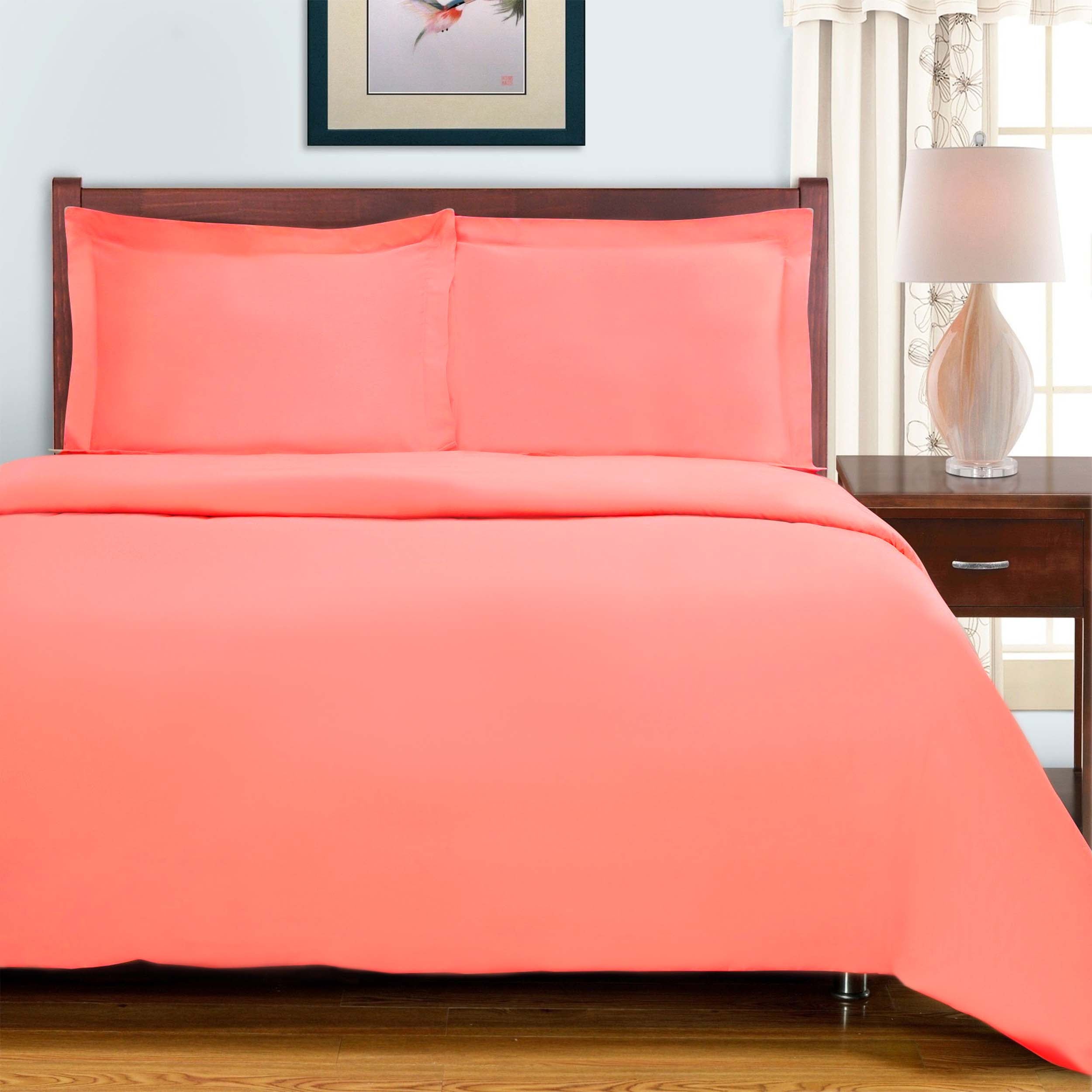 300 Thread Count Solid & Floral Cotton Duvet Cover Set - All Season Soft Bedding for Master Bedroom, Guest Room & Vacation Homes