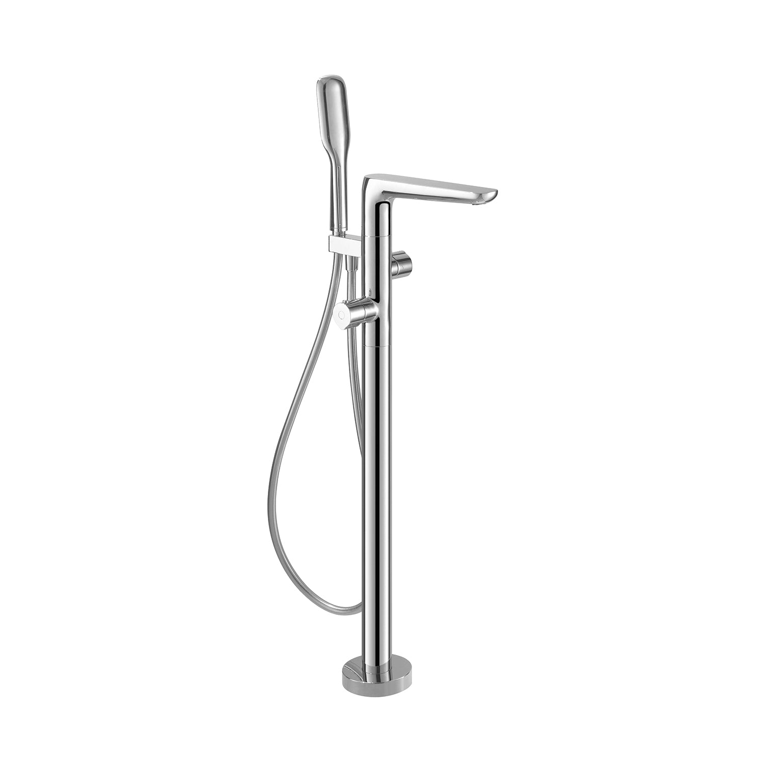 DAX Freestanding Hot Tub Filler with Hand Shower & Square Spout - Brass Body, Chrome Finish (8 11/16