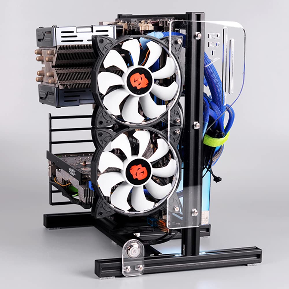 Aluminum Alloy Open Air ATX PC Test Bench - Motherboard Overclocking Computer Chassis & Bare Frame Stand (Black) | Perfect for PC Builders, Hardware Testing & Extreme Overclocking