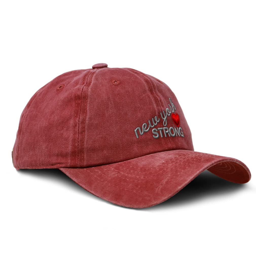 Custom Soft Washed Baseball Cap - New York Strong Cotton Dad Hat for Men & Women | Unisex Adjustable Vintage Style Hat for Casual Wear, Outdoor Activities & Sports