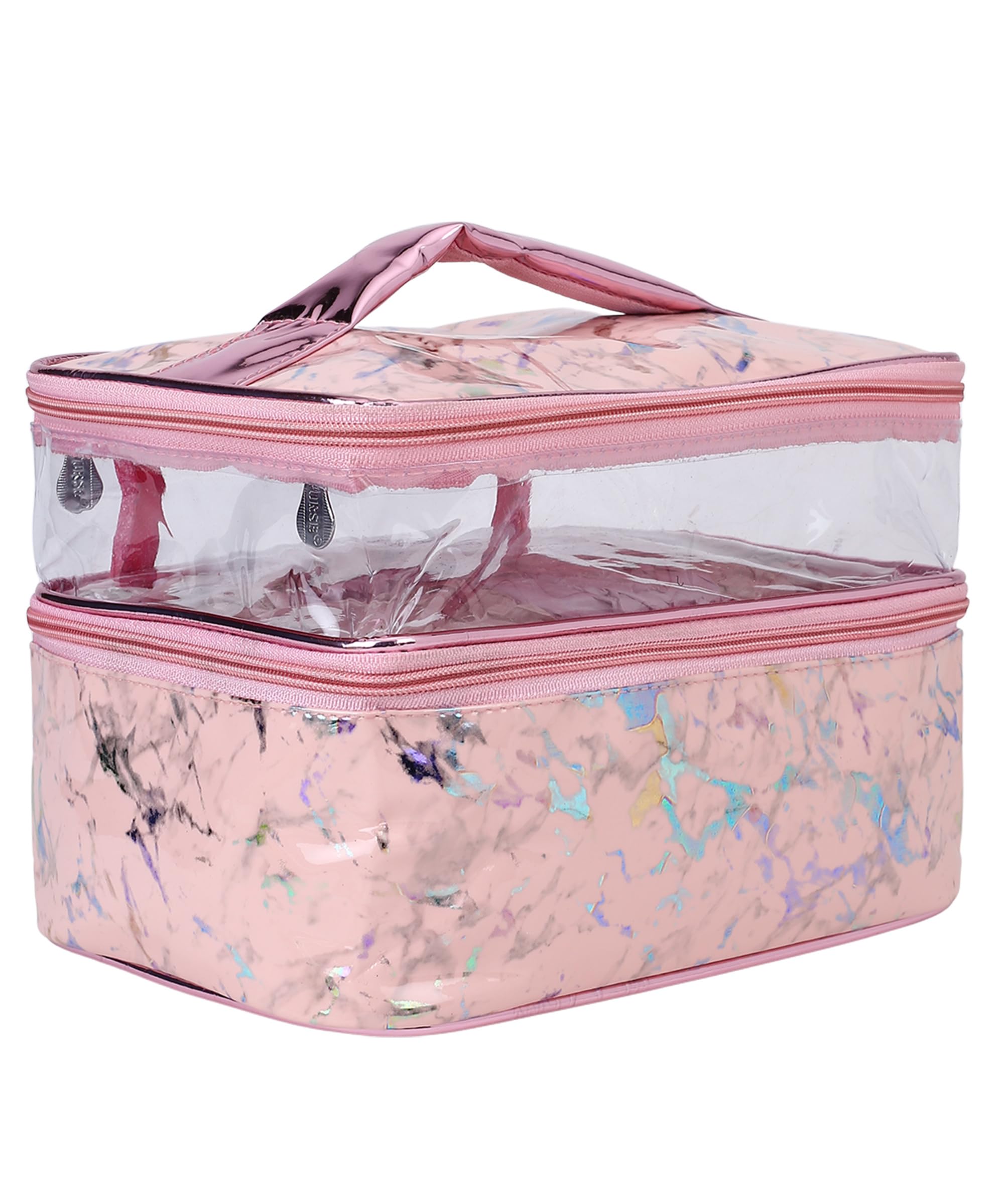 Pink Makeup Bag for Women - Large Cosmetic Organizer with Mirror, Travel Toiletry Case for Makeup Brushes & Essentials | Perfect for Travel, Gym, and Daily Use